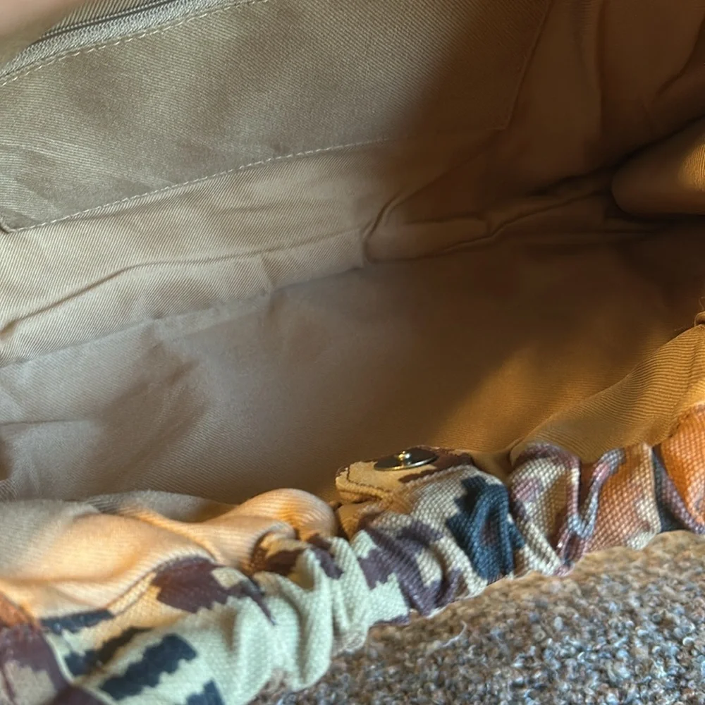 Vintage Southwestern Tribal Print Canvas Circle Handle Purse - Picture 5 of 11